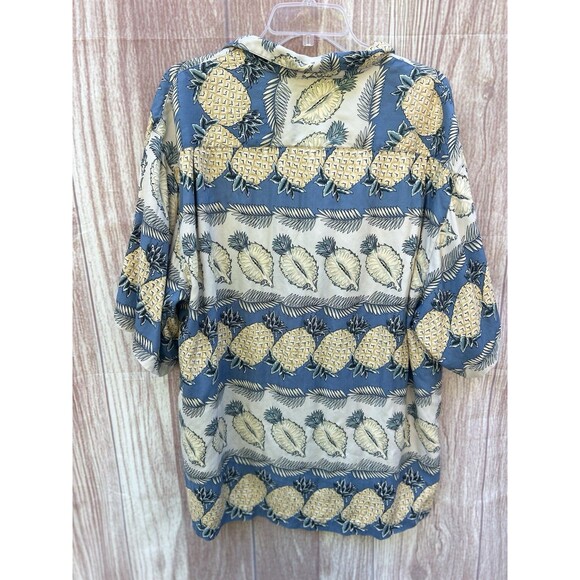 Vintage Tommy Bahama Men’s Hawaiian Silk Shirt XL Pineapple Aloha Allover Print - Picture 4 of 4